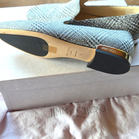 Jimmy Choo Glittering Silver Flats - Picture 8 of 9